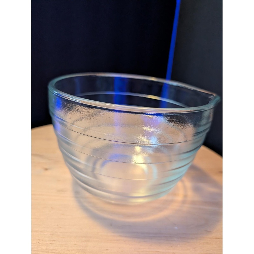 Vintage Pyrex for Westinghouse Clear Glass Ribbed Mixing Bowl with Pour Spout